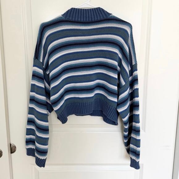 UNIF Clarissa Striped Chunky Knit Sweater Blue White XS - Picture 3 of 7